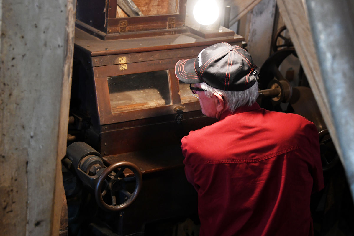 007 Don Rut looks at some of the old equipment at the mill.JPG